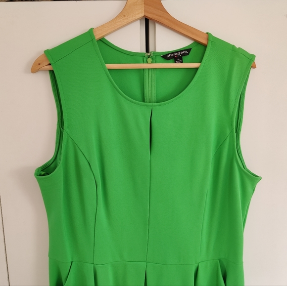 Sharagano Kelly Green Dress Size 14 Sleeveless - Picture 5 of 11